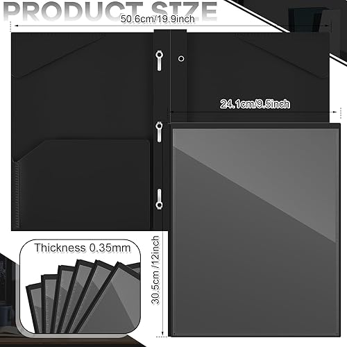 Miniatura 9 de Henoyso Carpetas de plástico con 2 bolsillos, 100 unidades, con bolsillo frontal transparente con puntas, carpetas de 3 puntas con bolsillos,