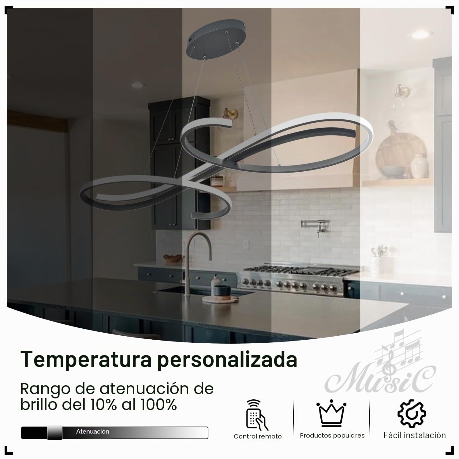 Lámpara Colgante LED Moderna para Mesa de Comedor, 100 cm de Largo, Lámpara de Comedor Regulable, Lámpara de Cocina, Lámpara Colgante Regulable,Lámpara Colgante de Diseño Lineal de 54 W para Cocina