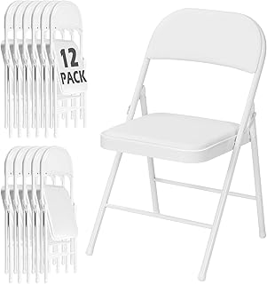 12 Kitchen Furniture Ideas for Practical Comfortable Use 37 12 Pack White Folding Chairs with Padded Cushion and Back, Portable Stac...
