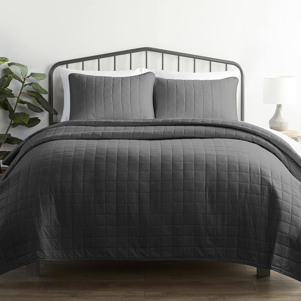 Linen Market 2 Piece Gray Quilt Twin Size Bed Set A