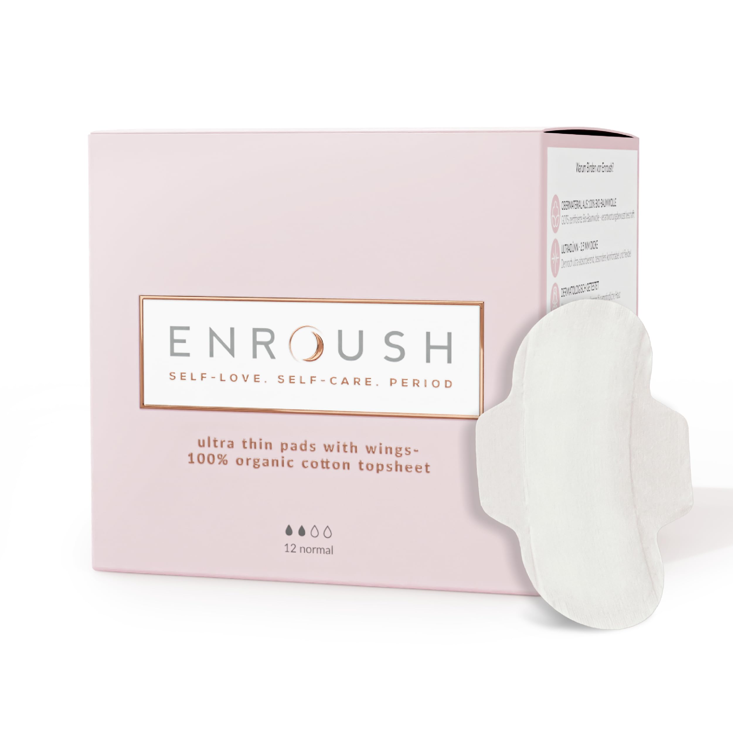 Organic Cotton Pads with Wings | Pure & Toxin-Free| Hypoallergenic- No Irritation & allergies| Ultra Absorbent - No Stains| Healthy choice for your body- Confort and Protection -12 pcs Normal