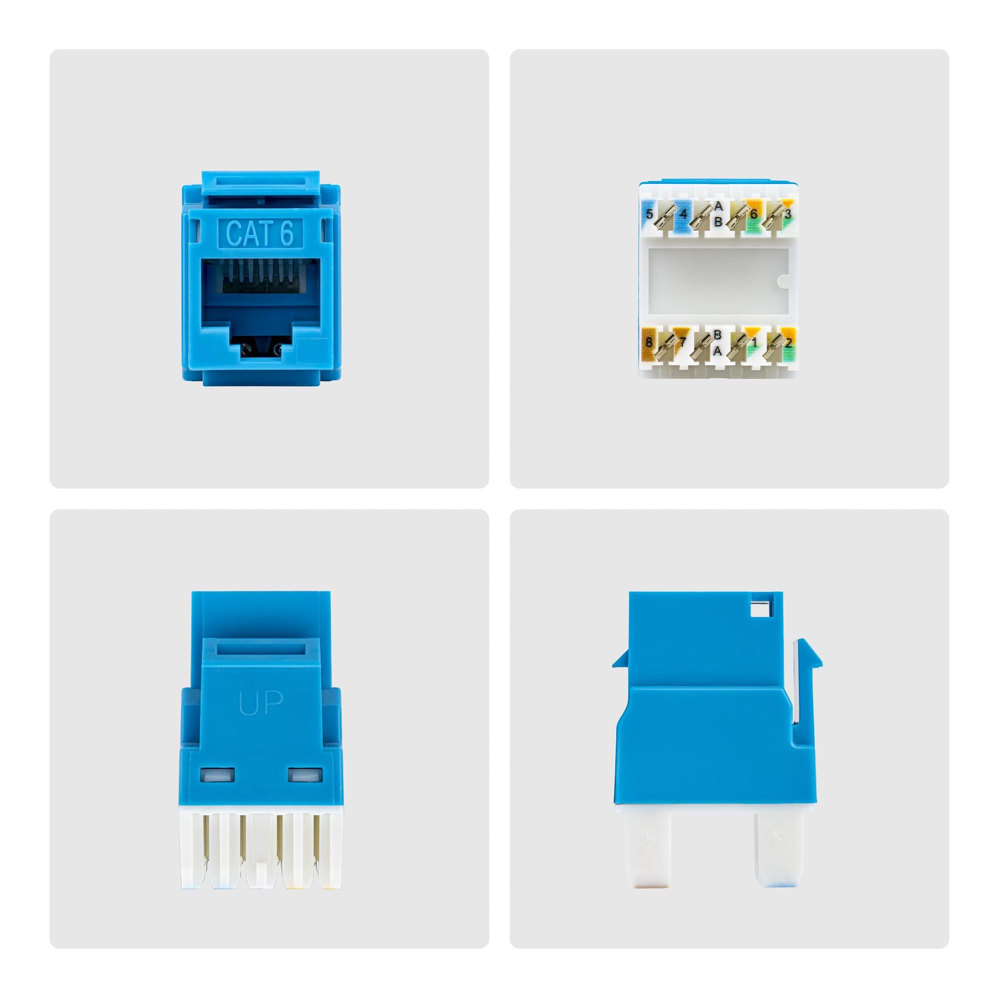 StarTech Jack Keystone Cat6, Lot de 24 Prises Ethernet RJ45 Keystone, Prise Murale UTP Cat6, Connecteur à 180° 110 Punch Down