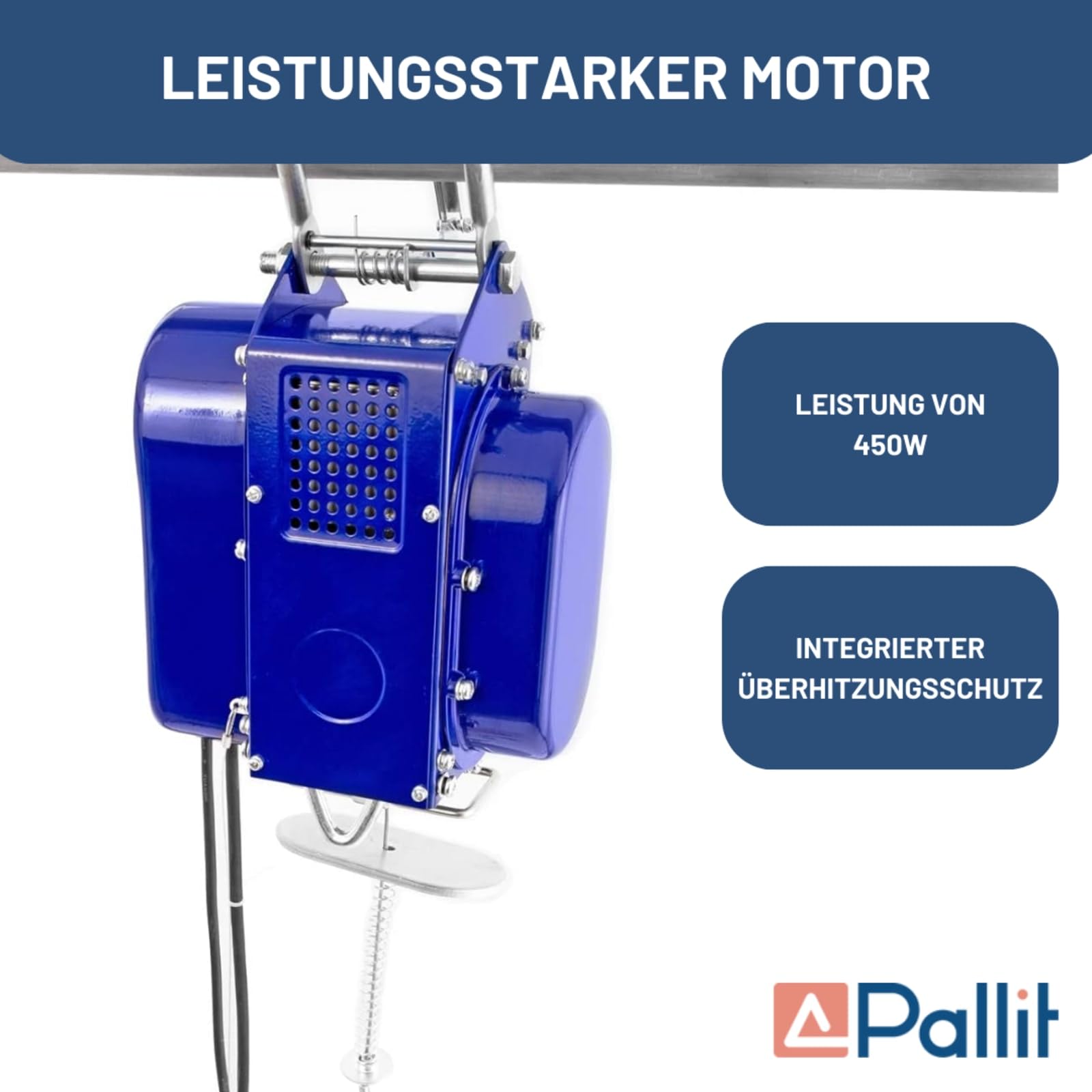 Pallit Argano elettrico mobile | 100/200 kg | cavo dacciaio 12 m | incl. telecomando con cavo lungo 1,5 m di lunghezza