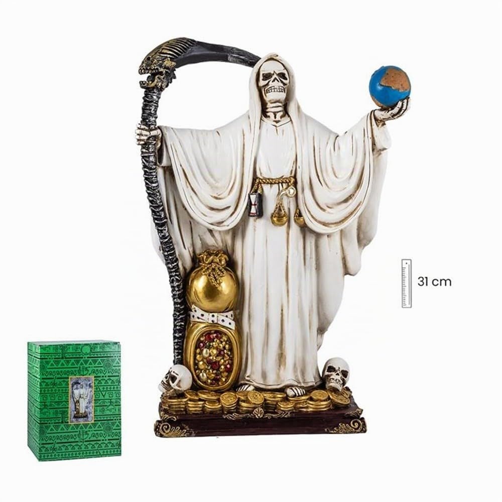 Santa Muerte Blanca Figura 30 cm. Imagen Resina representa pureza Paz y protección
