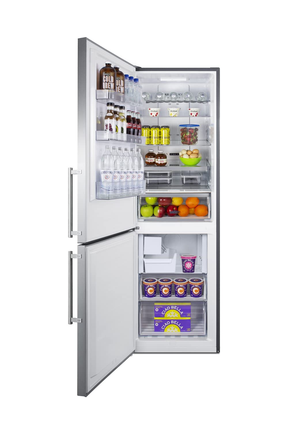 Summit 24" Refrigerator, 10.6 Cu.Ft Capacity Refrigerator - Freezer, Bottom Freezer, Ice Maker, Stainless Steel- Ffbf249ss2imlhd (Left Handed Door Swing) on Fridge.com - View 5
