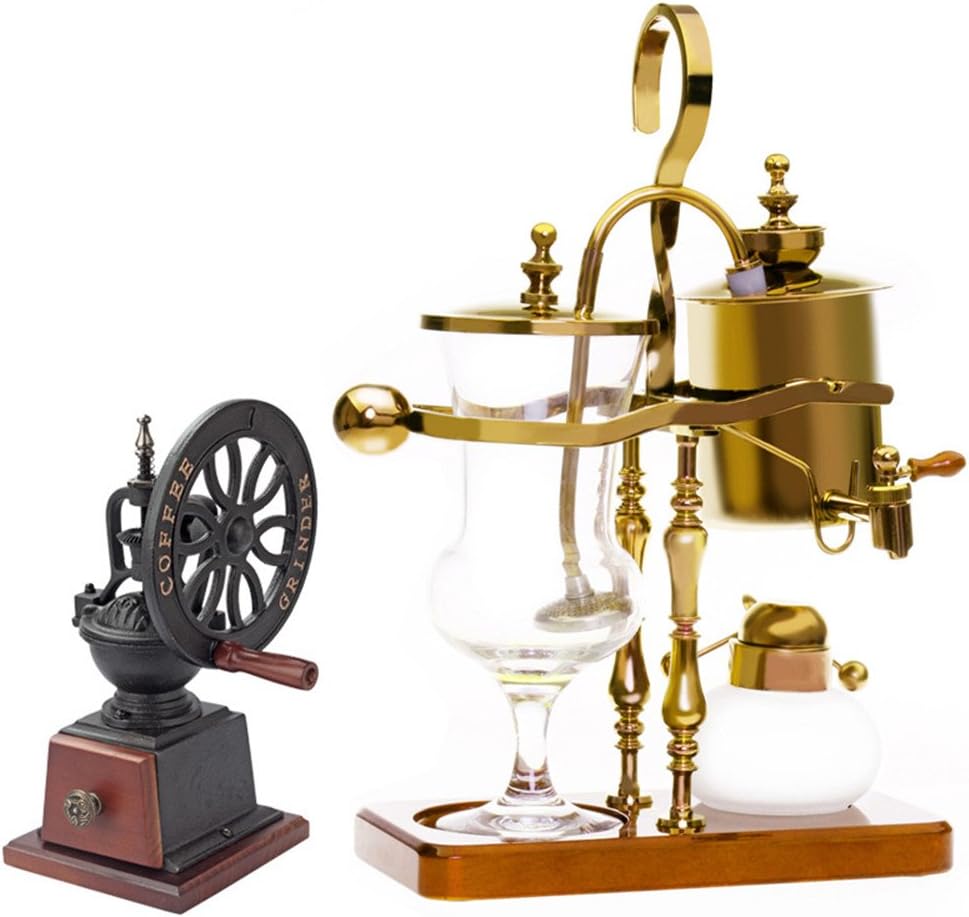 HOME UK- Adjustable Temperature Household Coffee Pot Siphon Coffee Machine (can Be Equipped With Grinder Itself) ( Color : Gold+grinder Itself )