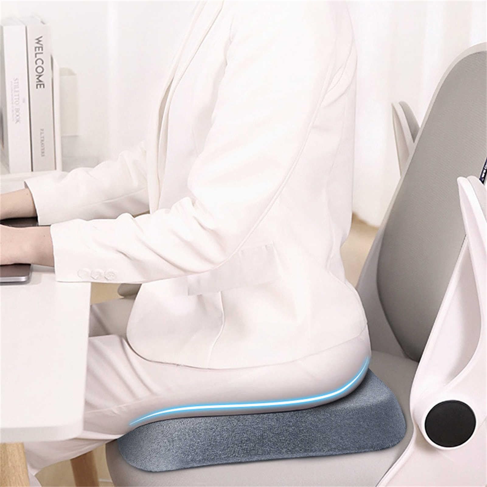 dsfgybj CojíN De Asiento De Espuma ViscoeláStica para Silla De Oficina, Asiento De AutomóVil: DiseñO ErgonóMico para Aliviar El Dolor De CiáTica Y Coxis, Almohada para Sentarse A Tope