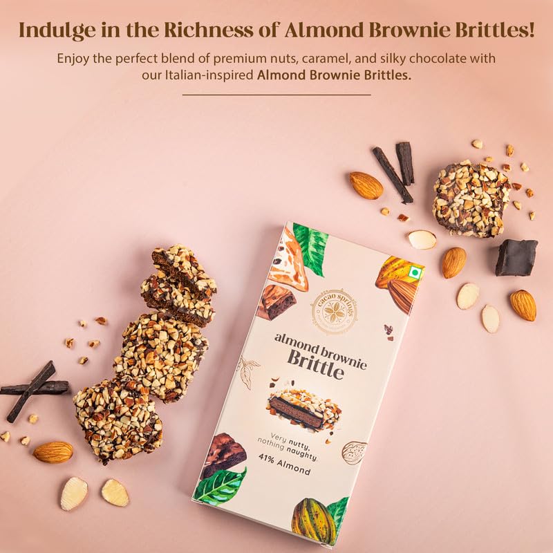 Image of Cacao Springs Premium Almond Brownie Brittle Gift Box, Premium Choco & Nut Delicacy Treats, Great for Snacking, Premium Gift Hamper, 3 Pieces in Each Box, 2 Boxes, 84gm