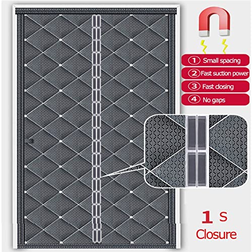 Magnetic Heat-Insulating Door Curtain,Center Opening, Windproof Screen Doors,Self-Closing Privacy Magnetic Screen Door With Clear Windows,For Air Conditioner Room, Patio, Bedroom #TOP3