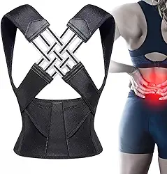 Colete Corretor Postural PostuMax - Cinta Ortopédica Postural Unissex, Suporte Lombar Ajustável, Corrija Sua Postura Durante a Rotina - 33 x Larg:40cm (Colete Fechado)