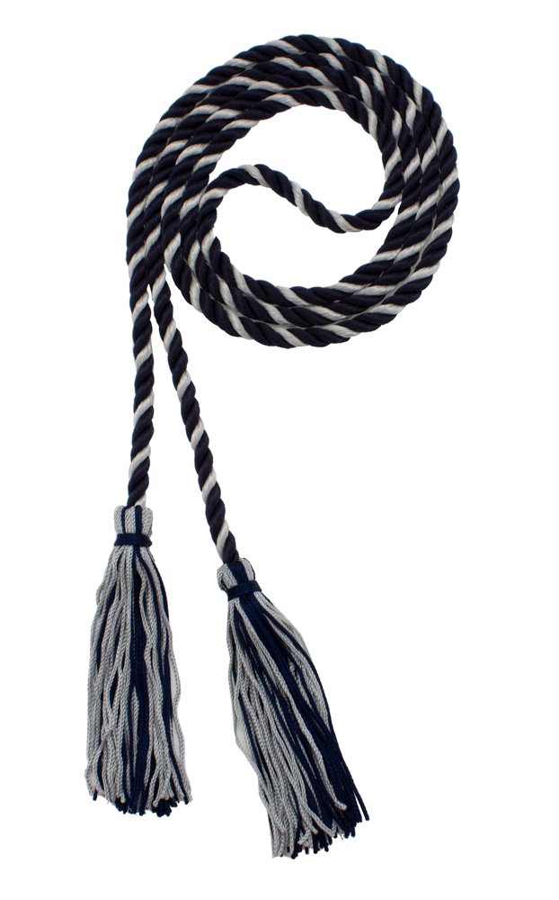Tassel Depot Graduation Honor Cord - Navy/Gray - Every School Color Available - Made In Usa