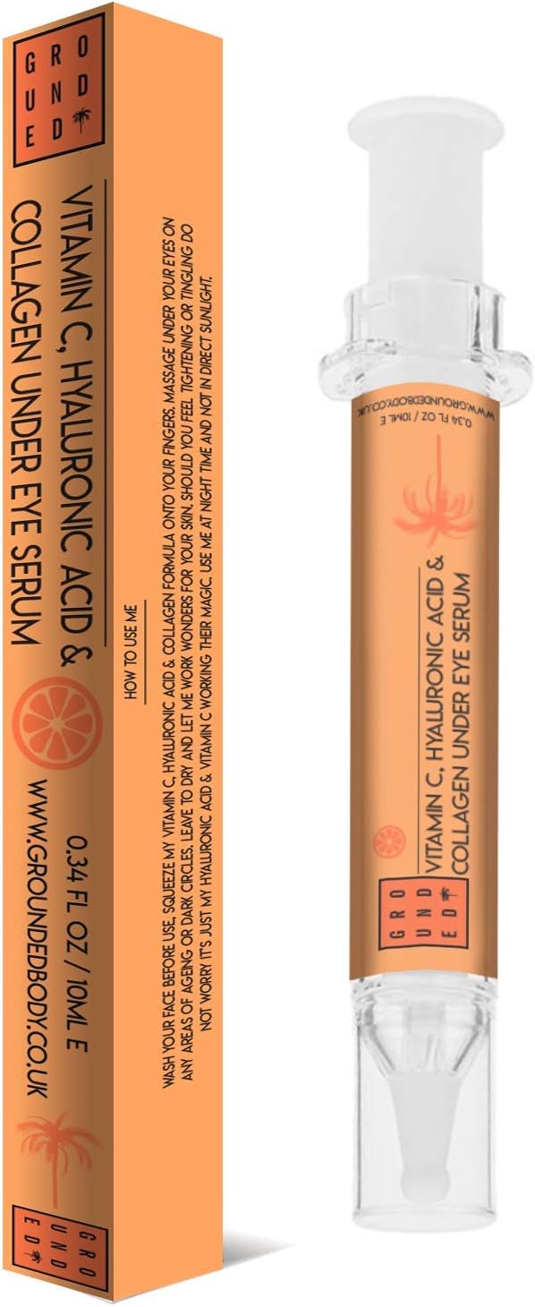 Grounded Vitamin C Eye Serum 10ml, Under Eye Treatment with Collagen