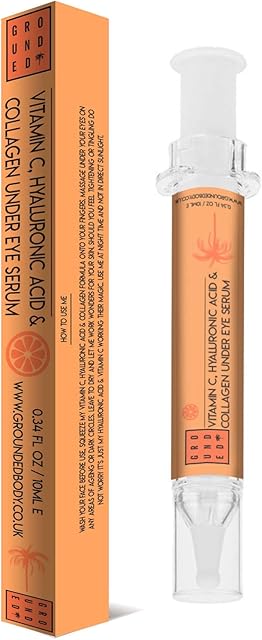 Grounded Vitamin C Eye Serum - 10ml, Under Eye Treatment with Collagen, Biotin & Hyaluronic Acid | Instant Targeting of Dark Circles, Wrinkles, Fine Lines & Signs of Aging | Pure Natural Perfume Free