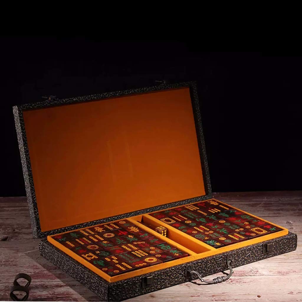 Chiński Mahjong, 144 Tradycyjne chińskie gry Mahjong do szorowania rąk ze schowkiem, grą karcianą, grą planszową na imprezy, prezenty, kolekcja rzemieślnicza, 40