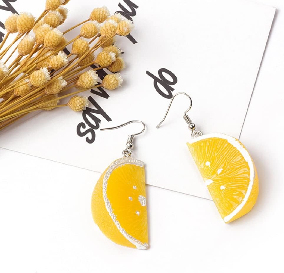 Lemon Earrings for Women, Cute Fruit Oranges Earrings for Womens, Orange Slice Dangle Earrings Hypoallergenic, 3D Lemon Slice Drop Earrings, Tangerine Earrings Studs, Sterling Silver, No Gemstone - Image 2