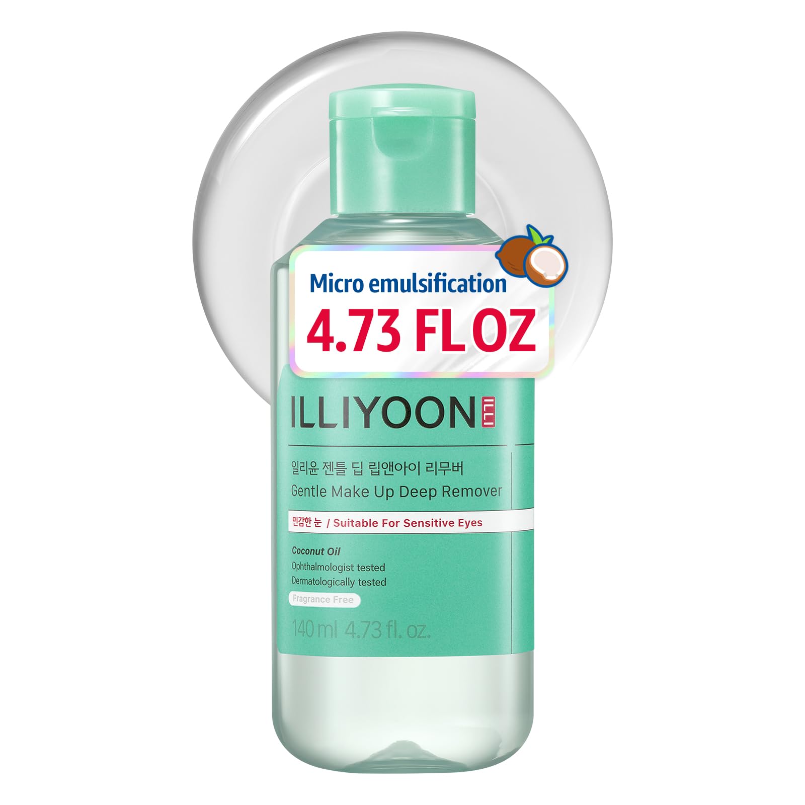 Illiyoon Gentle Deep Eye Makeup Remover | for Waterproof Mascara, Lipstick, Eyeliner, Non-Greasy 2-Phase Oil & Water Formula, Ophthalmologist Tested,