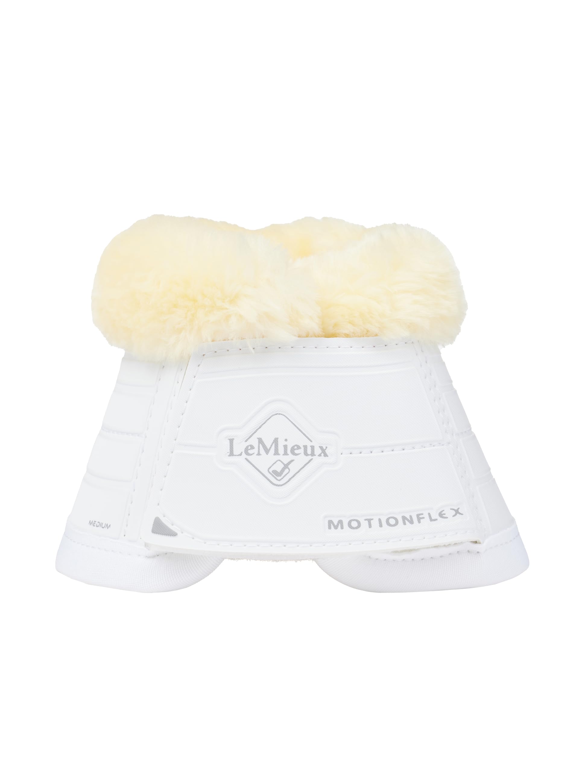 LeMieux Motionflex Over Reach Boots With Fur Edge - Black or White Large White/Natural