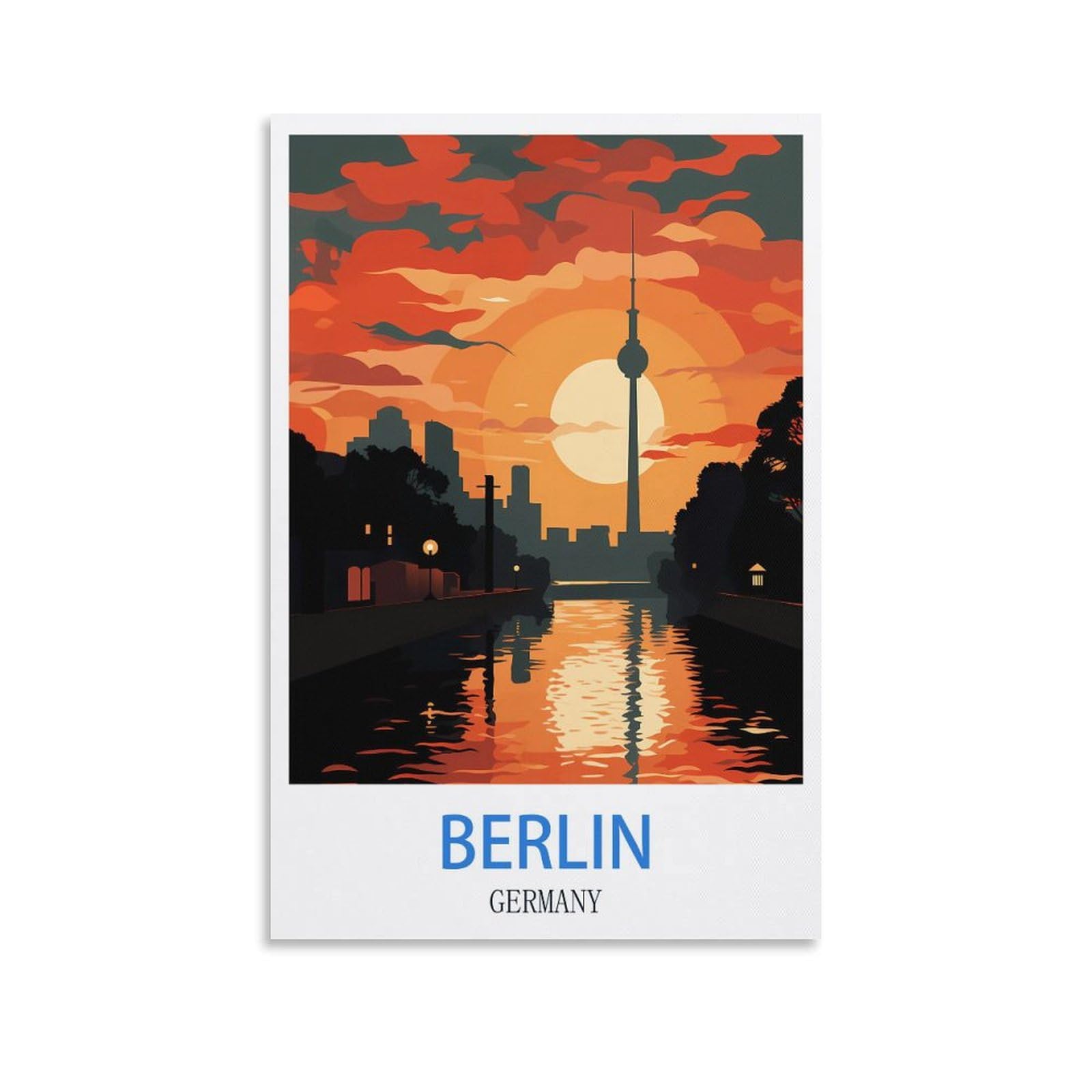 Lnmnjesg Unframe-Style Berlin Germany Vintage Travel Poster 08X12inch(20X30cm) Canvas Painting Wall Art, Wall Decor Pictures Prints For Living Room Bedroom