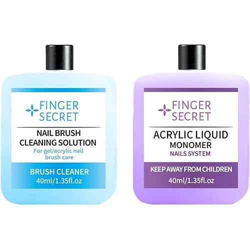 40ml Acrylic Monomer Liquid, Nail Acrylic Liquid with 40ml Nail Brush Cleaning Solution Nail Brush Cleaner for Acrylic Powder Acrylic Nail kit
