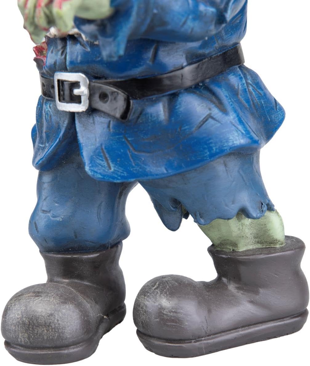 Zombie Gnome Evil Scary Walking Dead Gnome Gnombia Garden Statue, Halloween Decoration - 10 inches