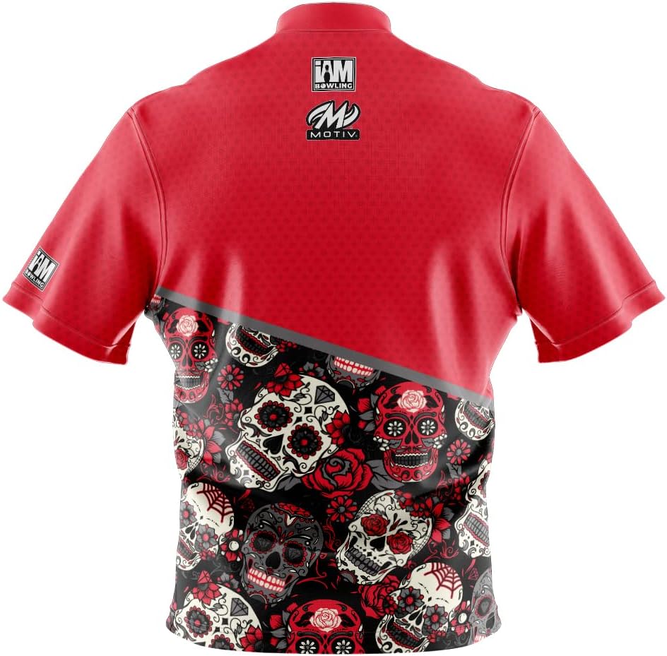 Logo Infusion Dye-Sublimated Bowling Jersey (Sash Collar) - I AM Bowling Fun Design 2038-MT - Motiv - Halloween Skulls