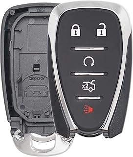 A plastic replacement key fob shell for a 5-button Chevy key