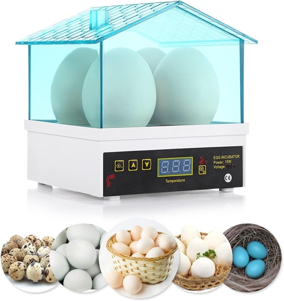 Incubator Fully Automatic Digital Poultry Hatching Machine with Temperature Control Mini 4 Egg Incubator Breeder for Chicken, Ducks, Birds & More, Blue
