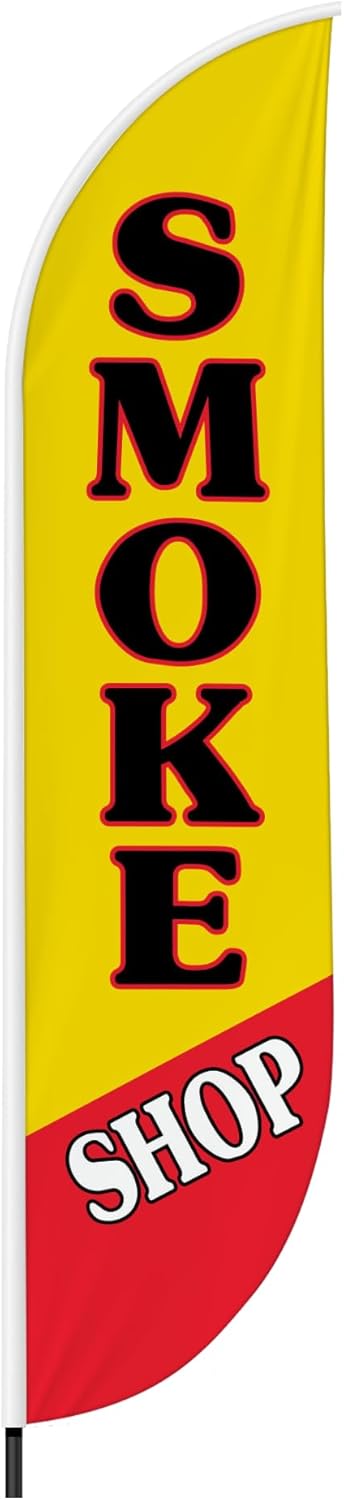 Smoke Feather Flag(11.5Feetx2.5Feet) By Dreamcontroller | Outdoor Business Advertising Tall Flag | Weather-Resistant Knitted Swooper Flag | Made In Usa | Hd Print (Flag Only)