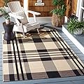 SAFAVIEH Courtyard Collection Accent Rug - 4' x 5'7", Black & Bone, Plaid Design, Non-Shedding & Easy Care, Indoor/Outdoor & Washable-Ideal for Patio, Backyard, Mudroom (CY6201-216)