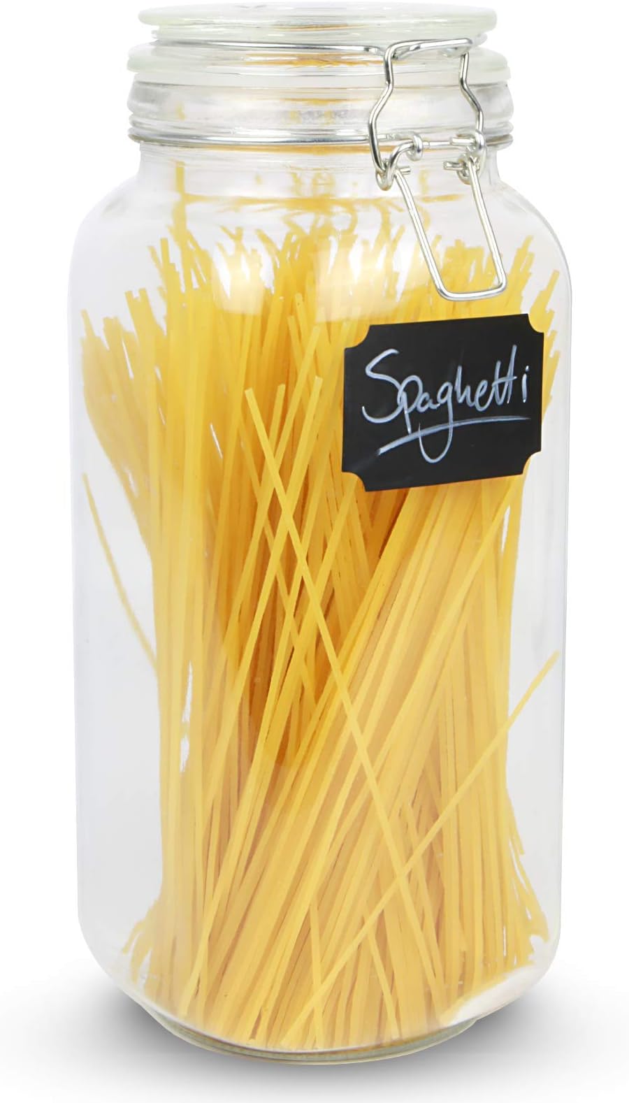 2.2L Clip-Top Glass Storage Jar | Airtight | Vintage Tall Container | Pasta Cereal Spaghetti | Dry Food Containers | M&W