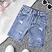 4-5 Years Boys Ripped Jean Shorts Y2K Streetwear Trendy Fashion Athletic Shorty Straight Leg Casual Loose Clothes Jorts with Pockets Sky Blue