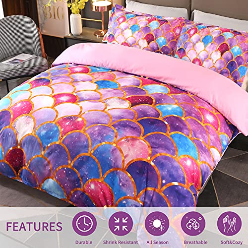 ENJOHOS-3Pcs-Purple-Blue-Mermaid-Scale-Bedding-Set-3D-Sparkly-Gold-Lines-Girls-Fairytale-Mermaid-BedSet-Super-Soft-Breathable-and-Comfortable-Girls-BeddingFull-1Duvet-Cover2-Pillowshams 61lAMhBmloL