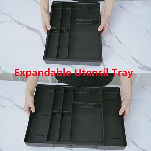Miniatura 7 de Fu Store Organizador de cajones de cubiertos, bandeja expandible para utensilios de cocina, soportes para cubiertos mejorados, almacenamiento de