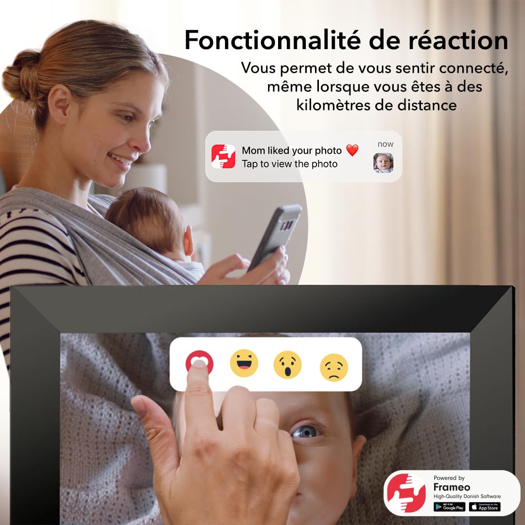 Silvergear® Cadre Photo Numérique 15,6 Pouces | Écran FHD Tactile avec WiFi | 32 Go de Stockage | Grand Format Cadre Numérique avec Prévisions Météo & Musique | Cadres Photo Numérique Moderne