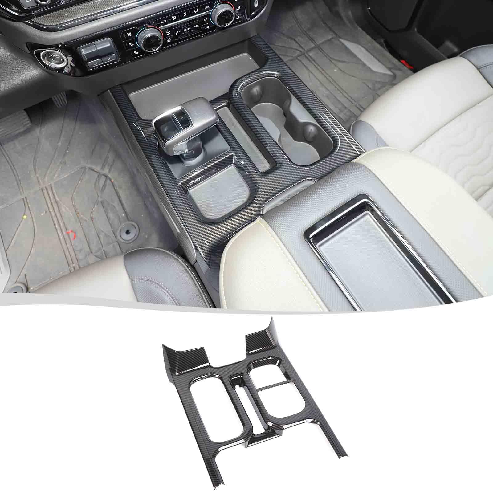 Voodonala for Chevy Silverado 2022-2024 Center Gear Control Panel Cover Compatible with Chevrolet Silverado 2022 2023 2024(Carbon Fiber Black,1Pc,ABS)