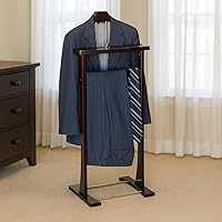 Vista 6 de Proman Products Ashton Valet VL36006 - Soporte para traje con bandeja superior, colgador de contorno, barra de pantalones y zapatero, 17 pulgadas