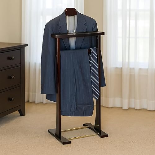 Miniatura 6 de Proman Products Ashton Valet VL36006 - Soporte para traje con bandeja superior, colgador de contorno, barra de pantalones y zapatero, 17 pulgadas de