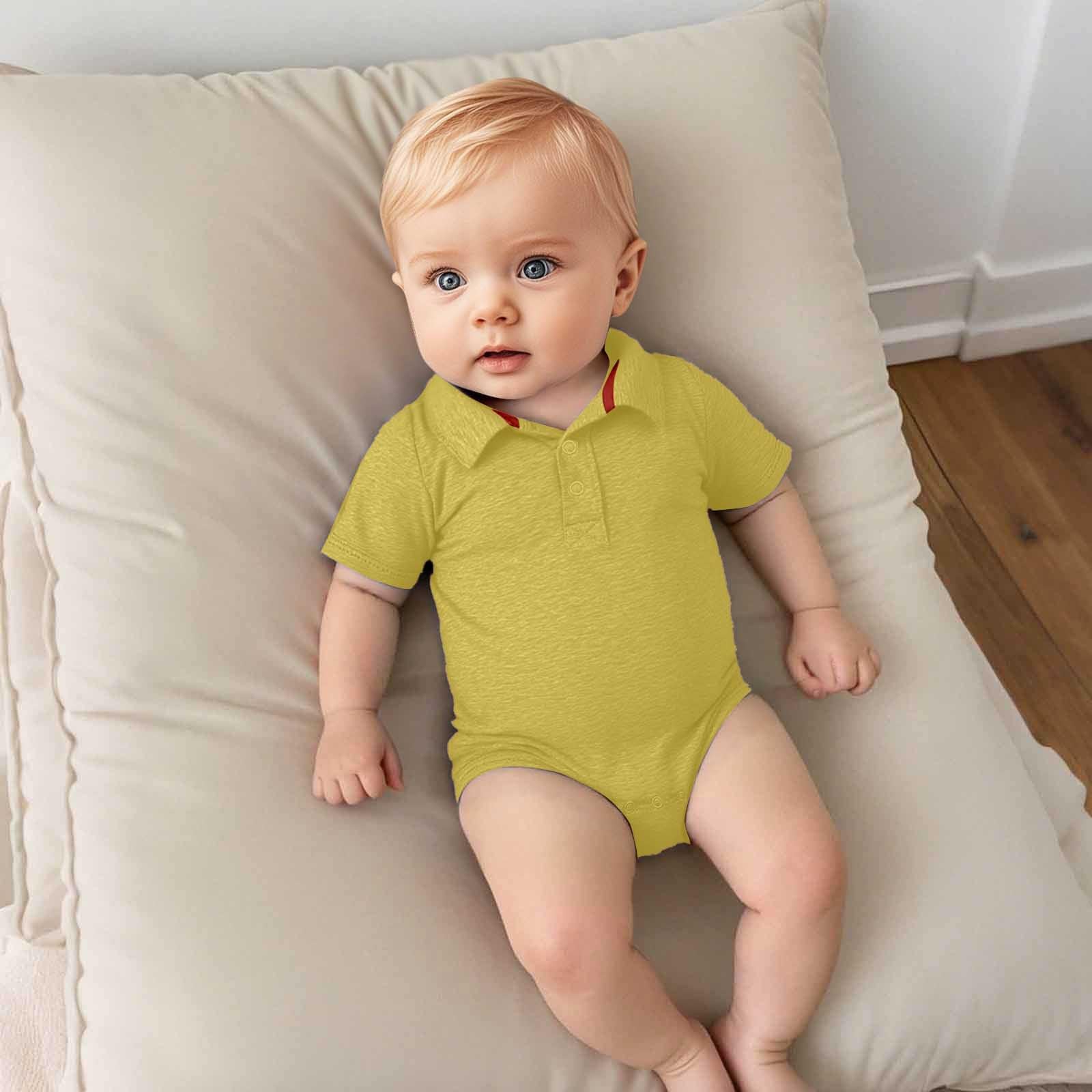 Generisch Pelele de manga corta para niños como elegante -Camisas Ropa de bebé Ropa de bebé de algodón suave para recién nacidos (dorado, 12-18 meses)