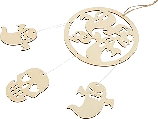 PRETYZOOM 1Pc Carrilhões De Vento De Halloween Carrilhão De Vento De Madeira Guarnição De Madeira Decoração De Madeira Carrilhão De Vento De Halloween Pingente De Carrilhão De Vento De