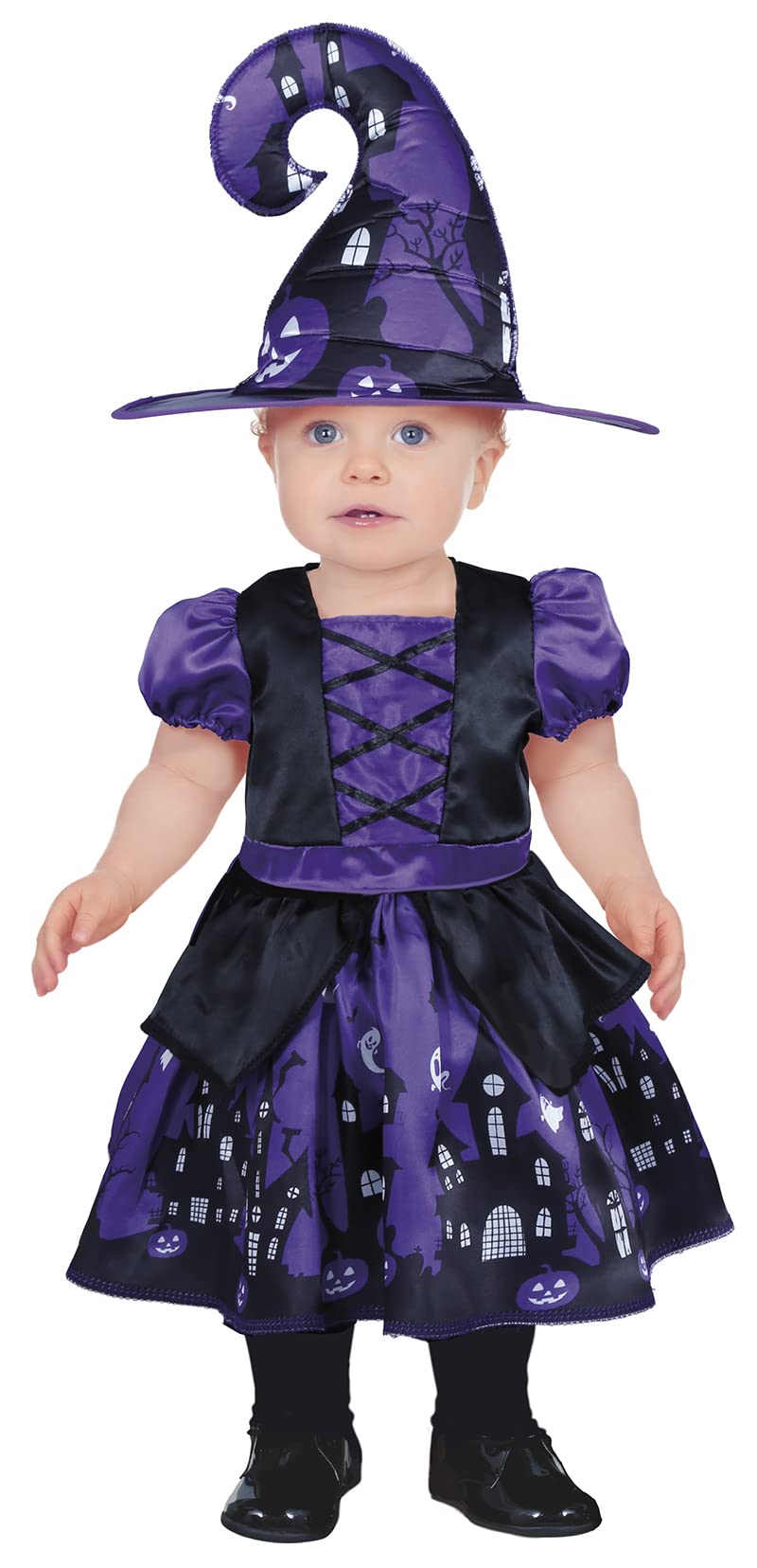 FIESTAS GUIRCA Disfraz de Brujita Lila Mágica para Bebé Niña - Disfraz Halloween de Bebé con Sombrero de Bruja