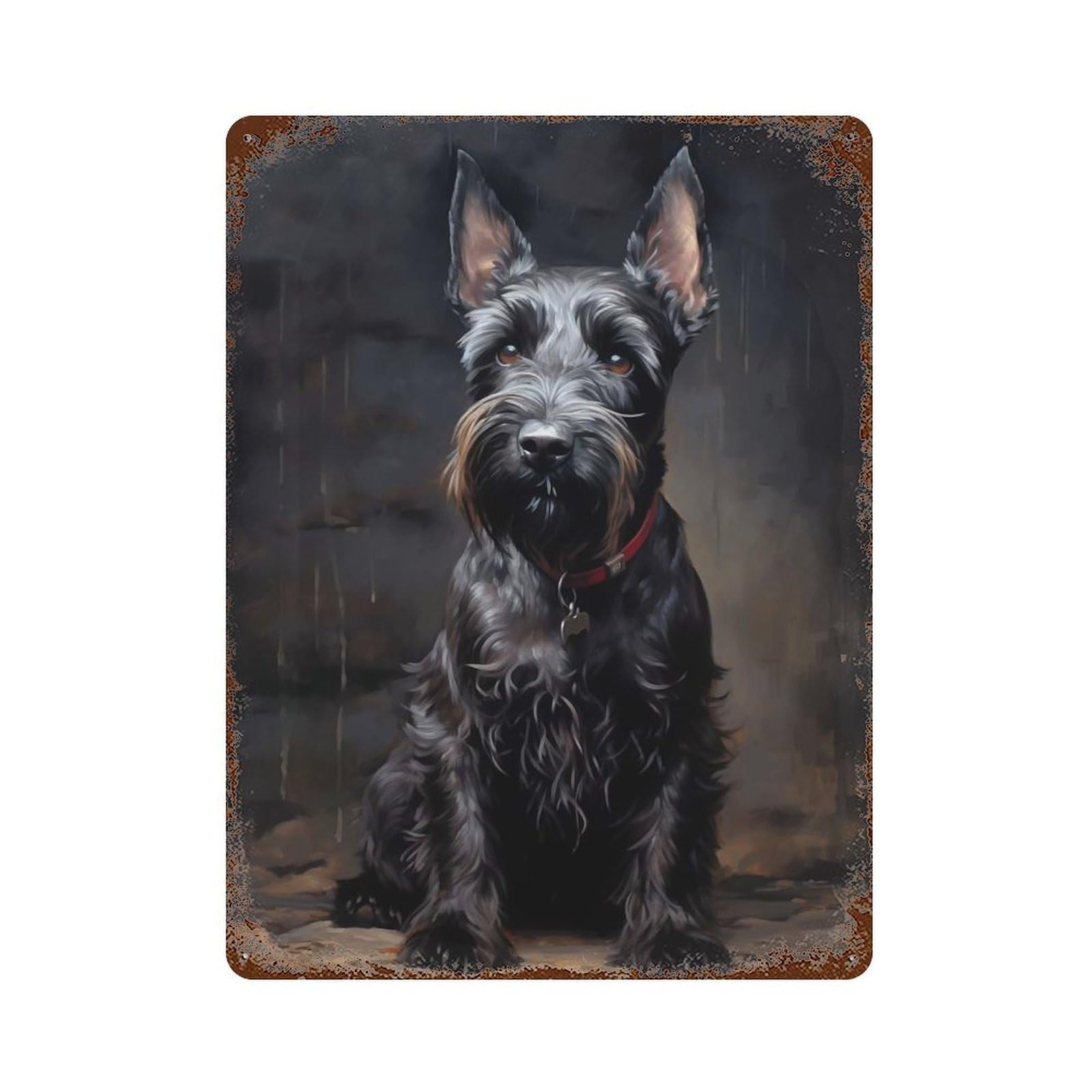 Scottish Terrier Weathered Tin Sign 15.7"x11.8", Ideal for Basement, Hobby Room And Garage Decor