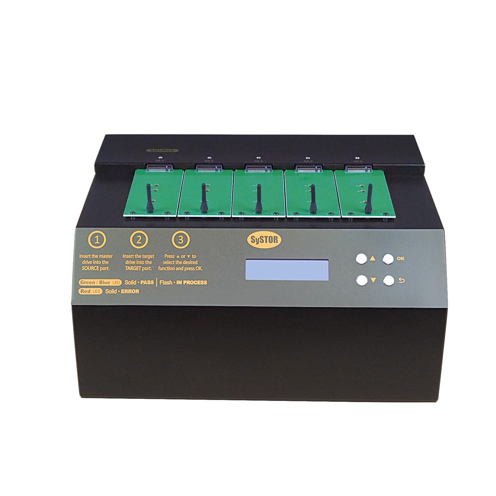 Systor 1 to 4 PCIe M.2 NVMe/SATA Duplicator - 18GB/Min - SYSNVME-YL03REG04