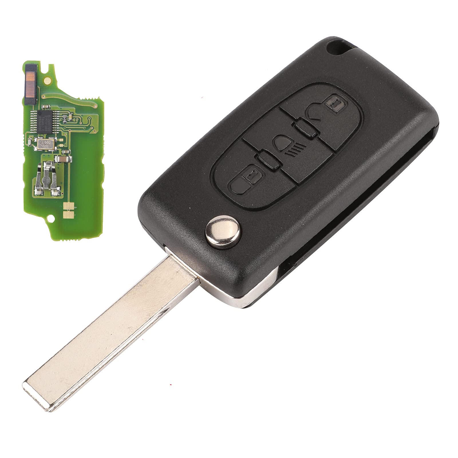 Funkschlüssel für Peugeot 307 308 408 für Citroen C2 C3 C4 C5 C6 C8 433MHZ | 3Tasten,HCA/Hu83,CE0536,PCF7941 ID46Chip,Autoschlüssel Gehäuse,mit Batterie