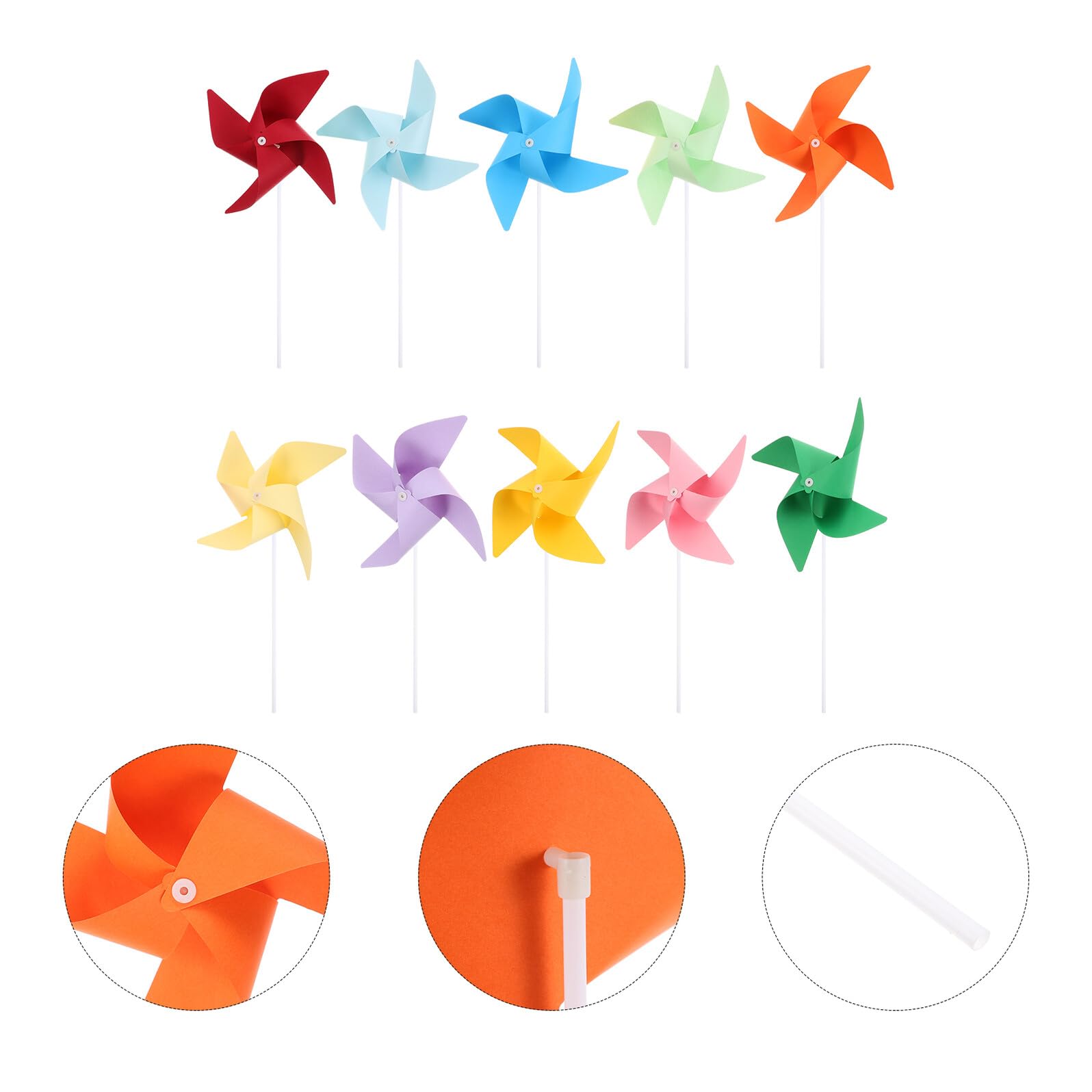 Molinetes de Viento para 12 Piezas, Kit de Manualidades de Papel, Molinillos de Colores Mixtos, Juguete Educativo Temprano para Jardín de Infantes y Juego al Aire Libre