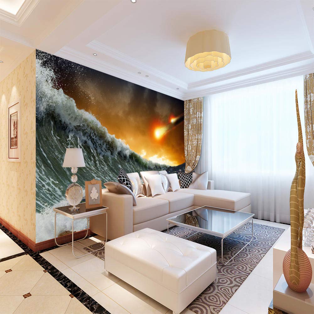 Amazon.co.jp: カスタム壁画装飾画 津波 175x210cm 写真3D部屋の壁紙家