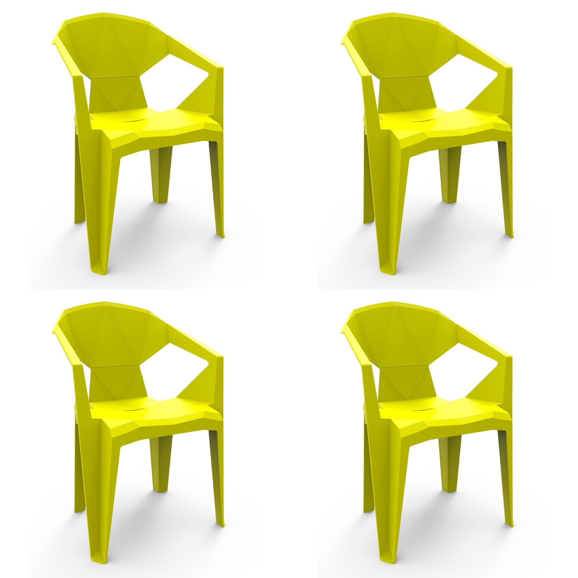 garbar Delta Set 4 Silla con Brazos Exterior | jardín, terraza, balcón, Picnic, Camping, Catering, Eventos, reuniones | diseño, Ligero, apilable | Verde Lima