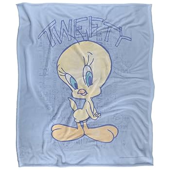 ヴィンテージ トゥイーティー ブランケット Vintage Tweety Bird Baby Blanket Pink wearing Blue Pajamas