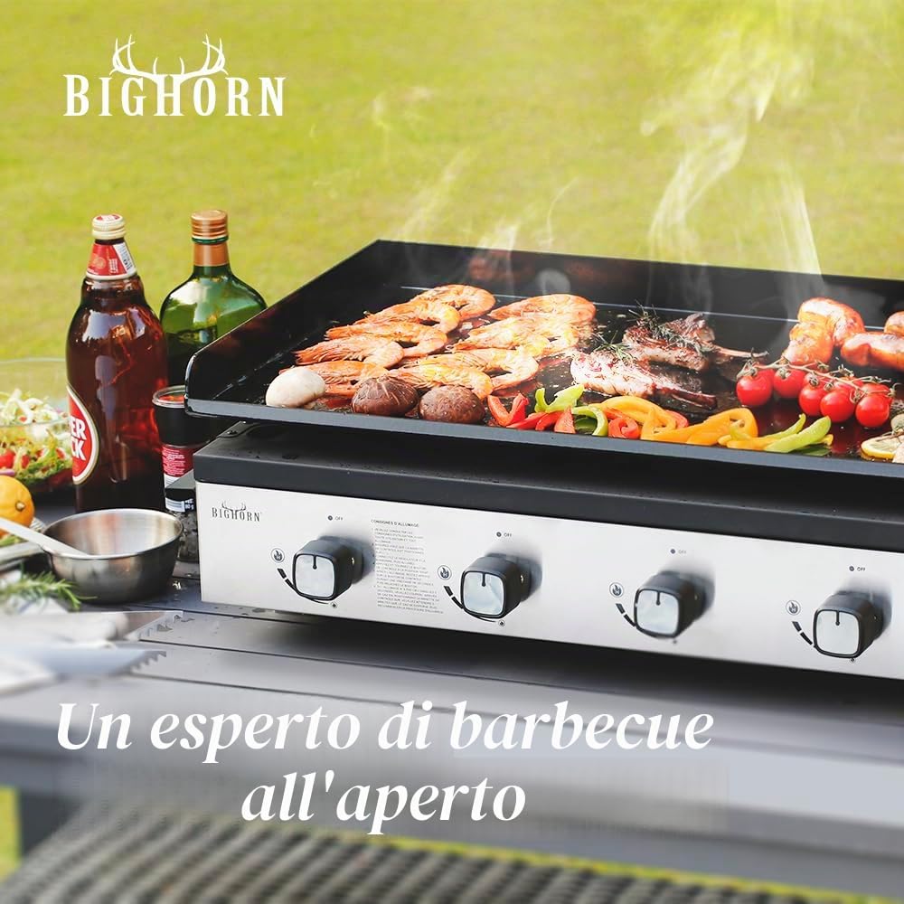 BIGHORN Plancha - Barbecue a gas, portatile, 4 bruciatori