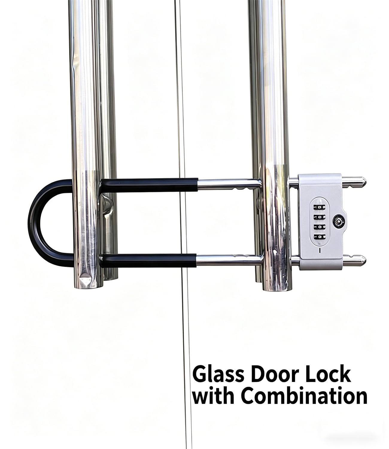 Cerradura en U de combinación de grillete largo, cerradura de seguridad de doble puerta, código de 4 dígitos con anulación de llave, cerradura de seguridad resistente para bicicleta, bicicleta