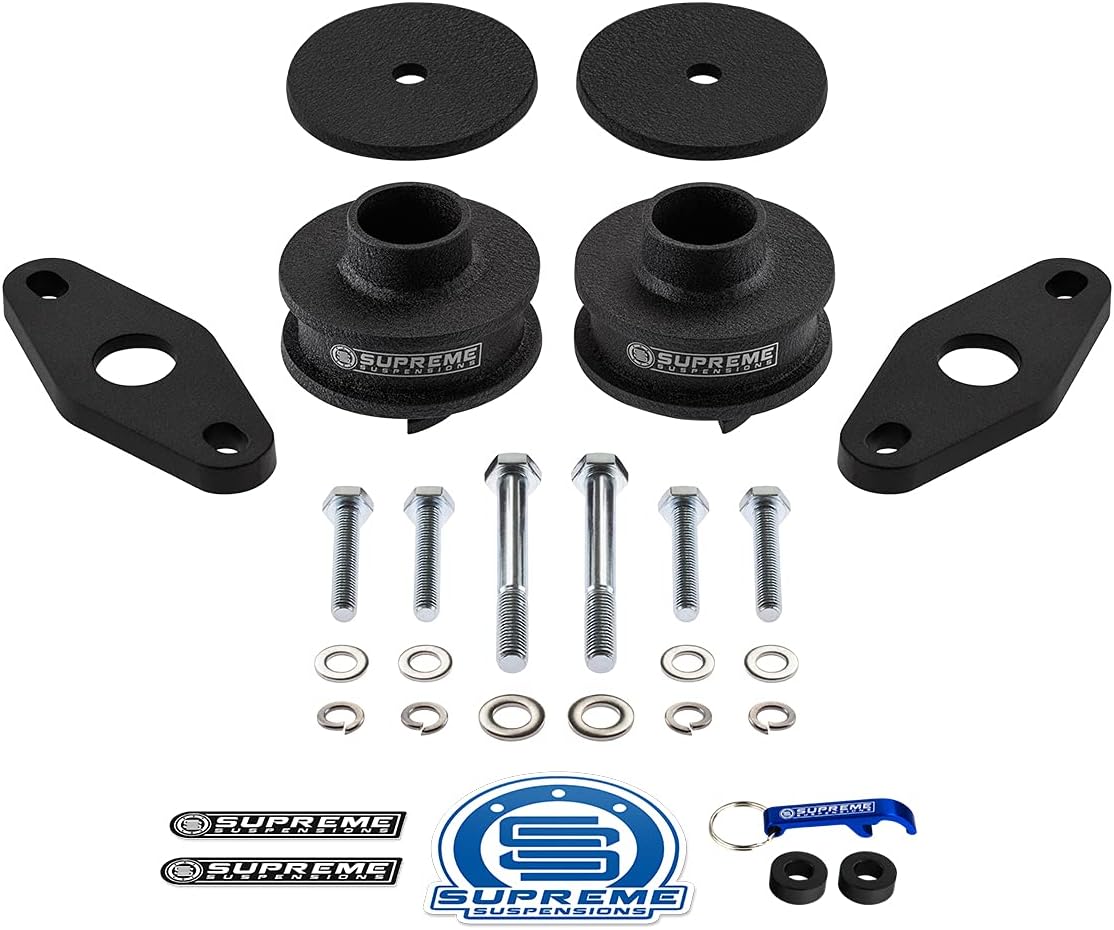 Supreme Suspensions - 2" Rear Leveling Kit for 2011-2020 Jeep Grand Cherokee WK2 (2WD 4WD) High-Strength Steel Coil Spring Spacers + Shock Absorber Spacers - Can Cooler Included with Purchase